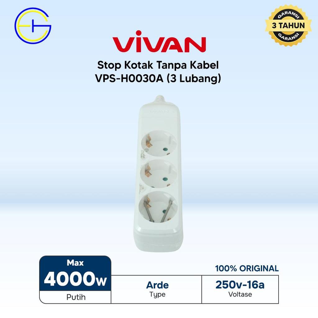 VIVAN Stop Kotak Tanpa Kabel VPS-H0030A ( 3 Lubang )