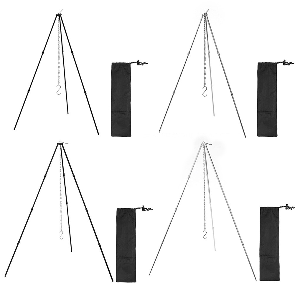 Triangle Support Aluminum Alloy Outdoor Cooking Tripod Stainless Steel Chain Cooking Pot Frame Tool 