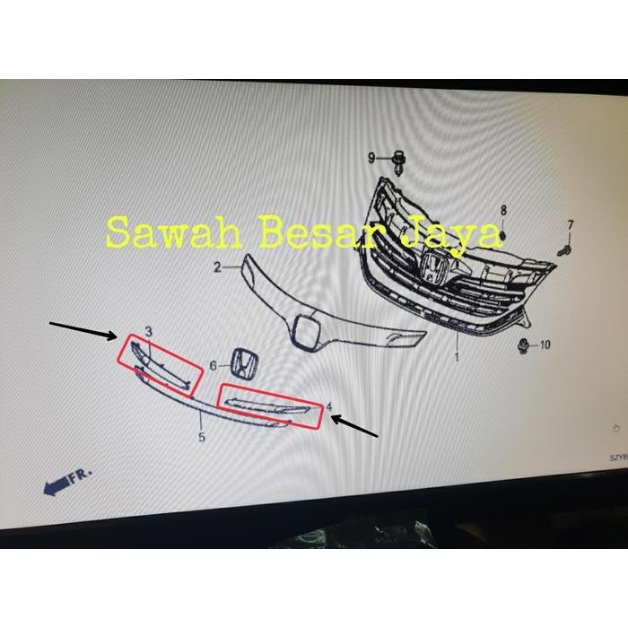 LIST LIS MOULDING GARNISH CHROME GRILLE GRILL GRIL DEPAN BAGIAN TENGAH KIRI ATAU KANAN HONDA FREED