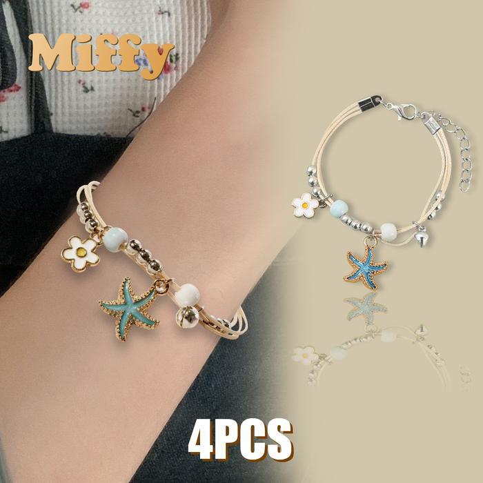 miffy - [4 pcs] gelang tangan couple daisy etnik bead tali gelang persahabatan gelang adjustable