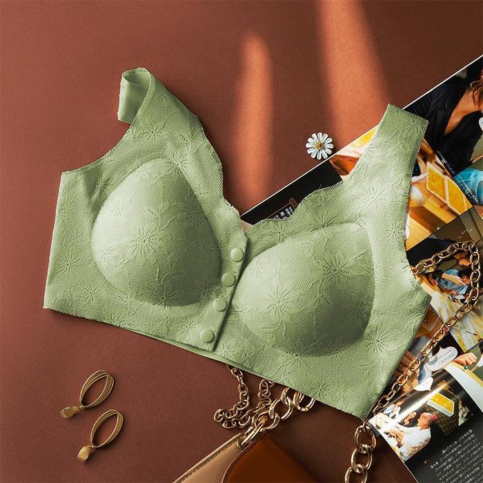 BRA WANITA SEAMLES RINGAN MELAR TANPA KAWAT MOTIF RENDA BH BUSUI KANCING DEPAN -802