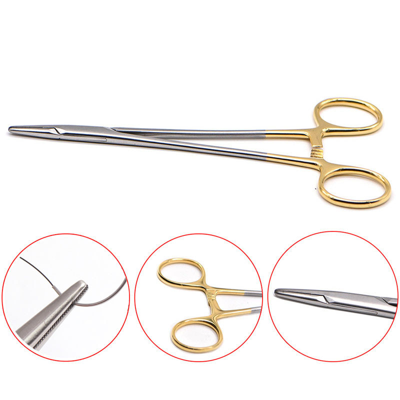 Dental Needle Holder Plier Reusable Gold Plated Handle Orthodontic