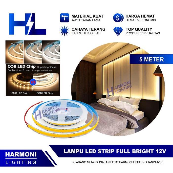 Lampu LED Strip COB DC 12Volt 12 Volt 12V 5 Meter 5Meter 5M 320LED
