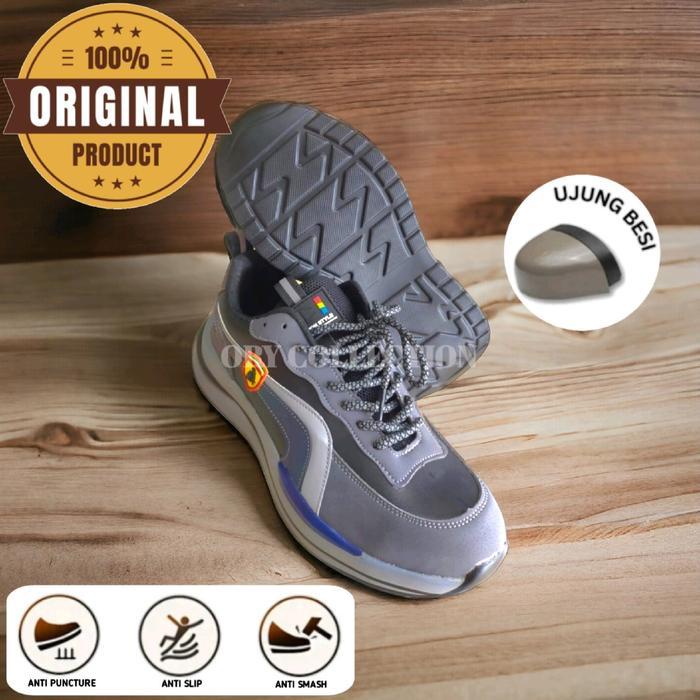 sepatu safety sporty Sepatu pelindung kerja sneakers sporty ujung besi pria wanita NO112 Safety