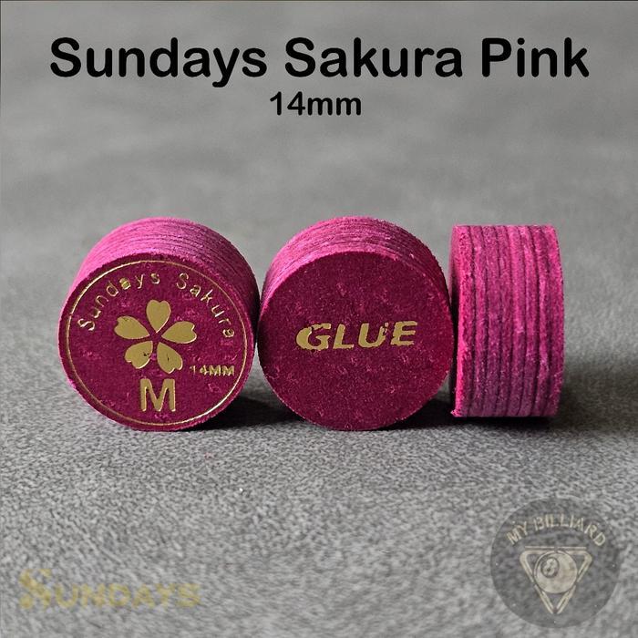 Readyyy Cue Tip Sundays Sakura M Cue Tip 14Mm Pink Billiard 8 Layers - Master Tip Stick Billiar