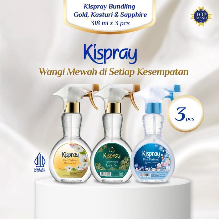 KISPRAY KASTURI BOTOL 318 ML + KISPRAY SAPPHIRE BOTOL 318 ML + KISPRAY GOLD BOTOL 318ML