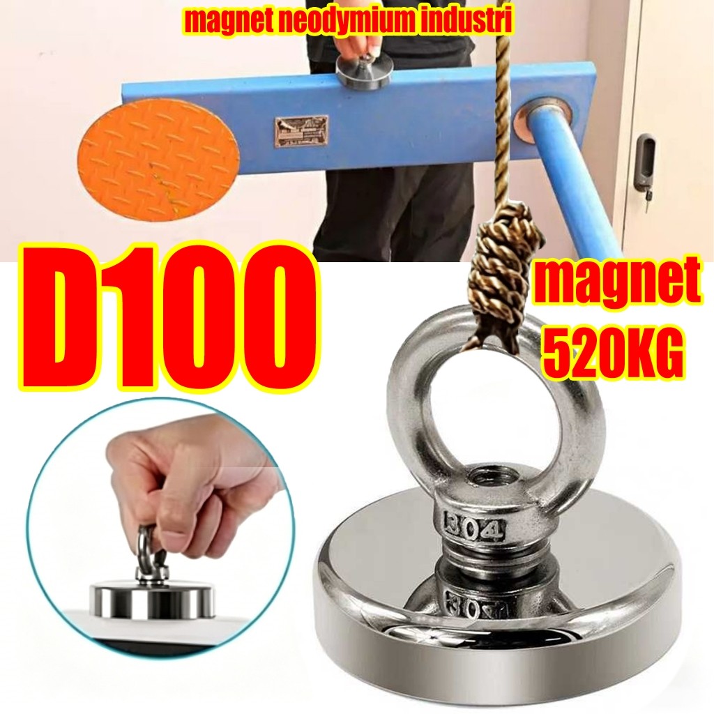Magnet Neodymium D100 100mm Kuat 520KG - Magnet Angkat Besi Industrimagnet angkat besi kuat pencari 