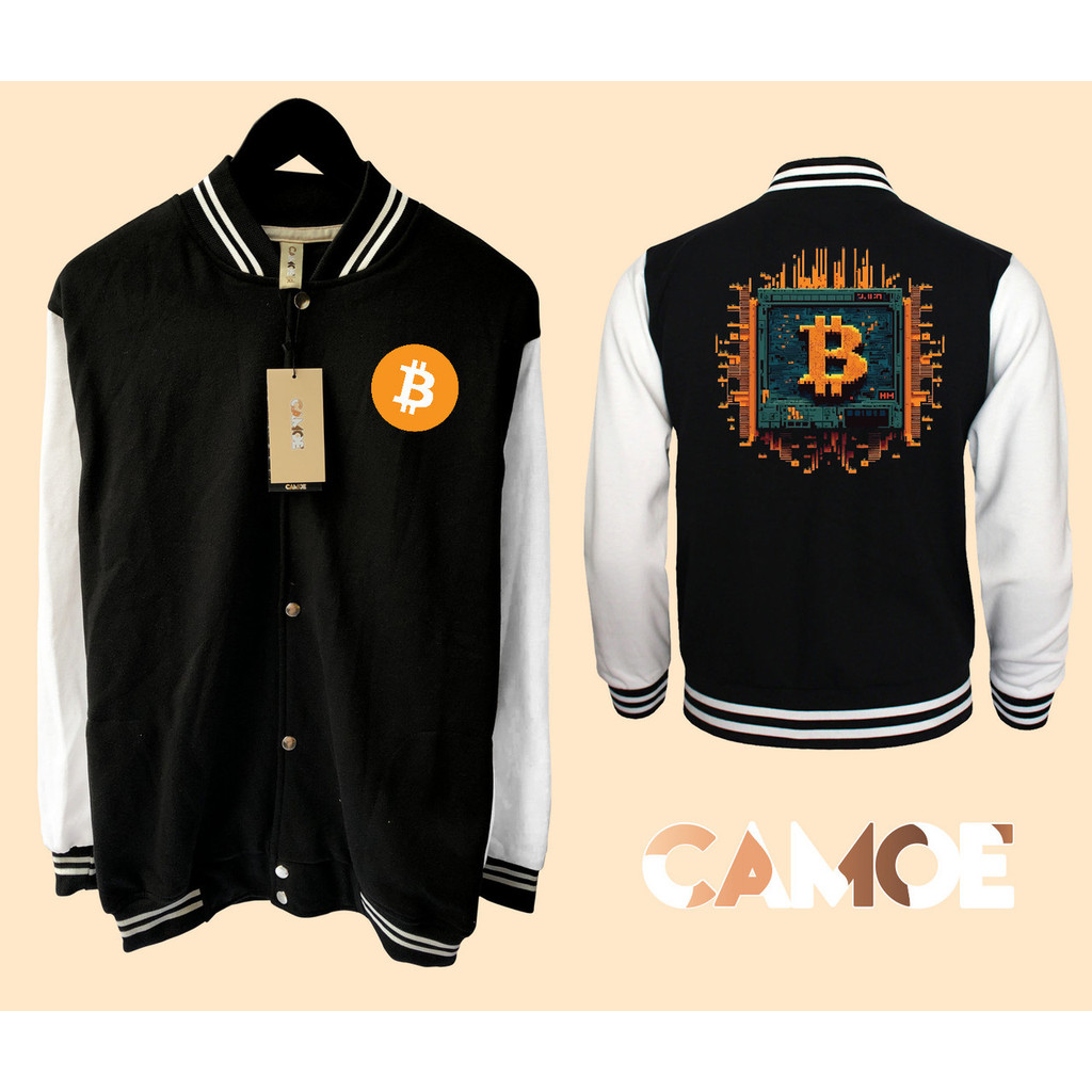 Jaket Baseball Varsity Bitcoin Microchip