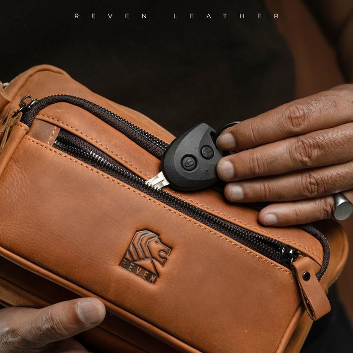 SALE Tas Selempang Pria Reven Nakula Clutch Kulit Asli Multifungsi