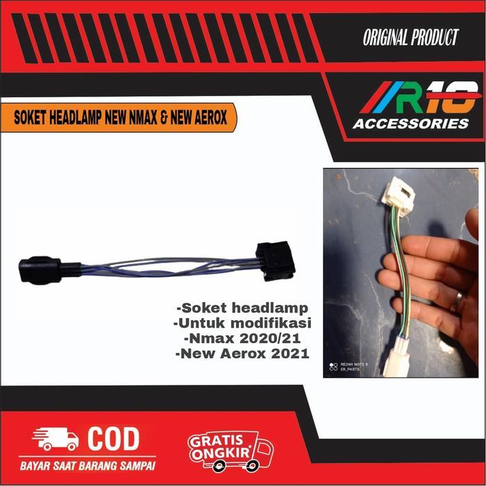 FREE ONGKIR SOKET LAMPU NEW NMAX 2020 / SOKET HEADLAMP NEW AEROX 2021 / MODIFIKASI BISA COD