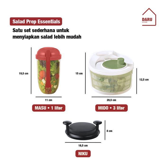 [DARU LIVING] Bundling Salad Preparation Essential / Pengering Sayur Putar / Cup Gelas Salad & Sayur