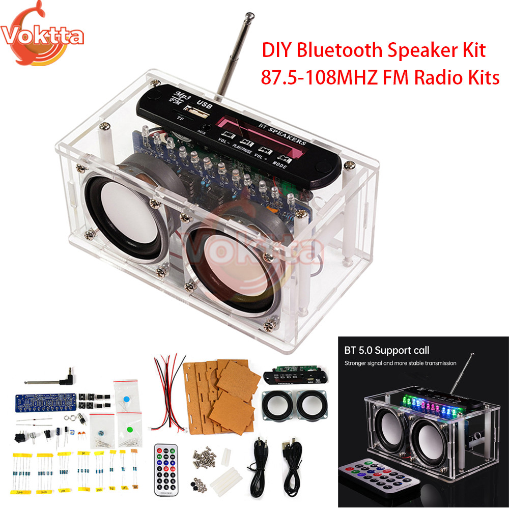 DC 5V DIY Bluetooth Speaker Kit 87.5-108MHZ FM Radio Kits DIY Soldering Project Kit Teaching Practic