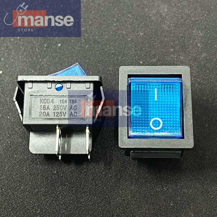 New [Satuan] Saklar 4 Kaki On Off Lampu Biru / Switch 4 Pin Besar (Kualitas Bagus)