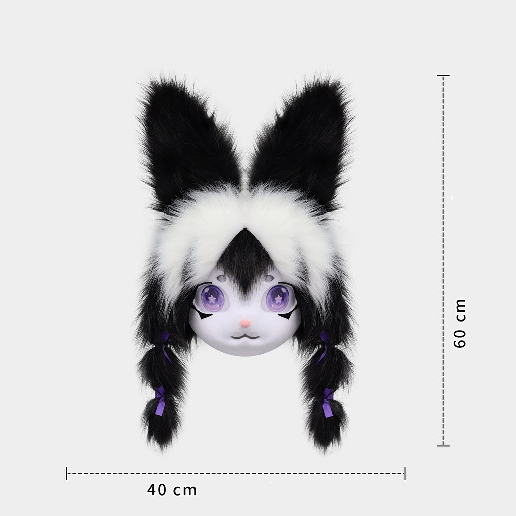 New Doll Fursuit Rabbit Beast Head Halloween Fox Tail Handmade Cute Furry Head Kig Costume Lolita