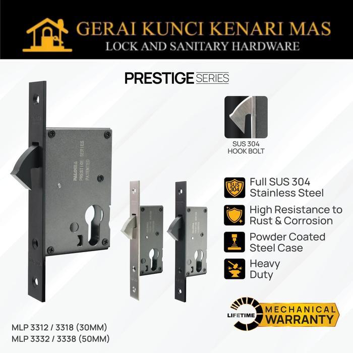 PALOMA MLP Mortise Lock Kunci Pintu Lockcase Badan Body Kunci Geser Sliding Stainless Steel SUS 304
