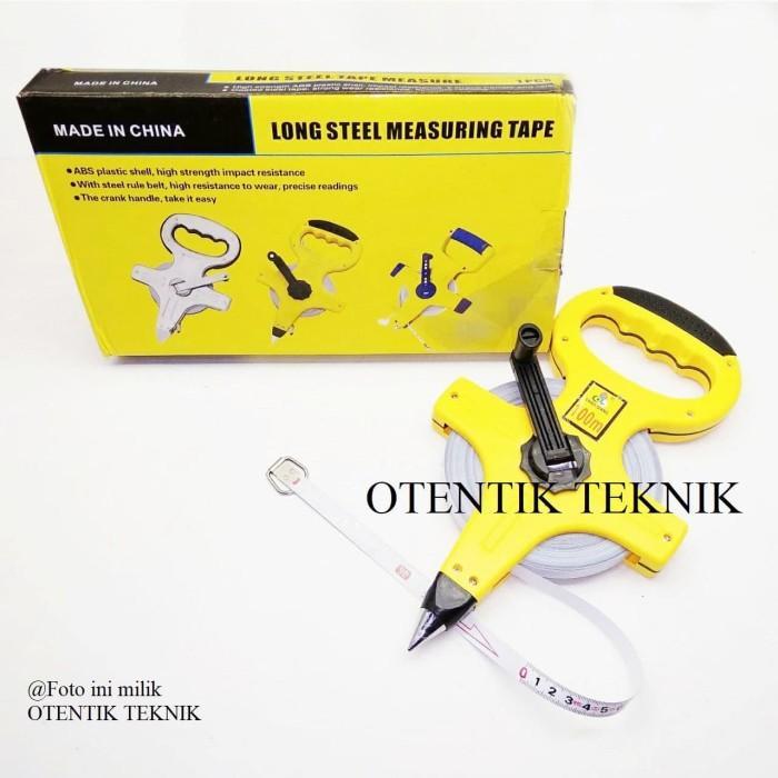 Meteran Tancap Plat 100 Meter - Meteran Tanah 100M Besi - Meteran Rol