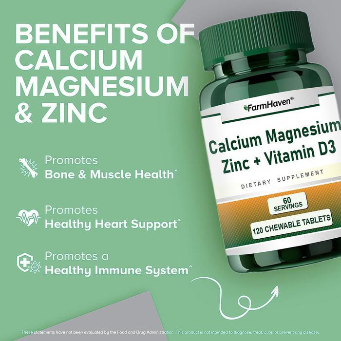 Ready Farmhaven Kalsium Magnesium Seng D3 - Suplemen 120 Tablet (Kalsium 1000 Mg - Magnesium 400 Mg