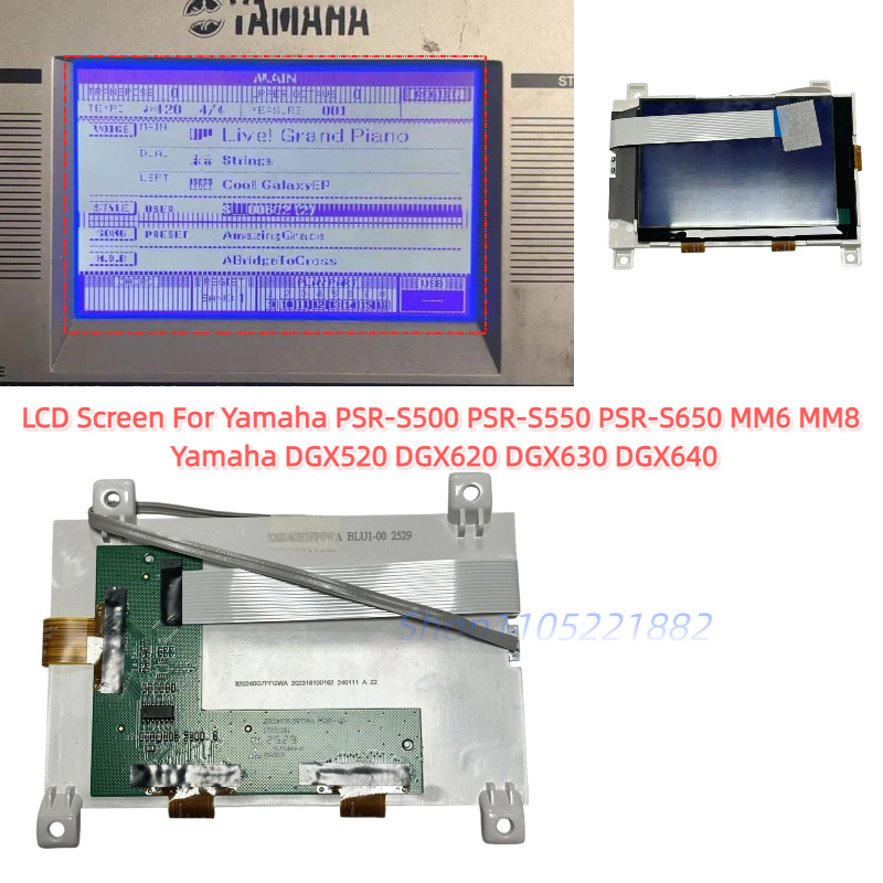 LCD Screen for Yamaha PSR-S500 PSR-S550 PSR-S650 MM6 MM8 DGX520 DGX620 DGX630 DGX640 Electronic