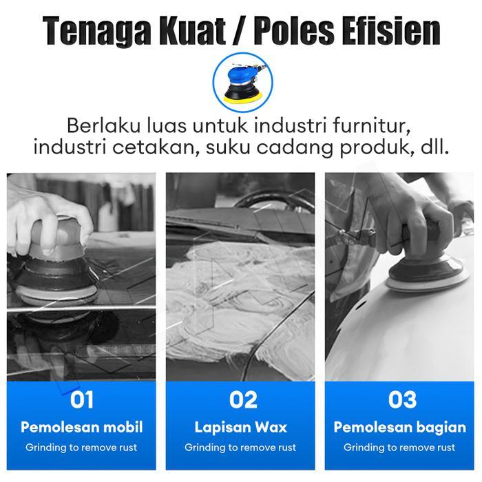 REAIM Air Orbital Sander 12000 rpm, Sander Orbital 5 Inch, Mesin Amplas Orbital dengan Konektor Hose