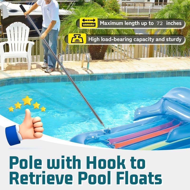 1pcs Robotic Pool Cleaner Hook Stainless Steel Swimming Pool Robot Telescopic Pole Hook Accessories