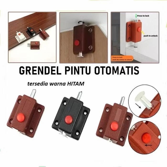 Grendel Pintu Otomatis HITAM Slot Pintu Otomatis Grendel Tekan Grendel Pencet Otomatis Gembok