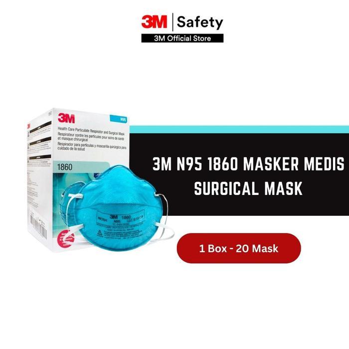 3M N95 1860 Masker Medis Surgical Mask - 1 Box isi 20 Masker