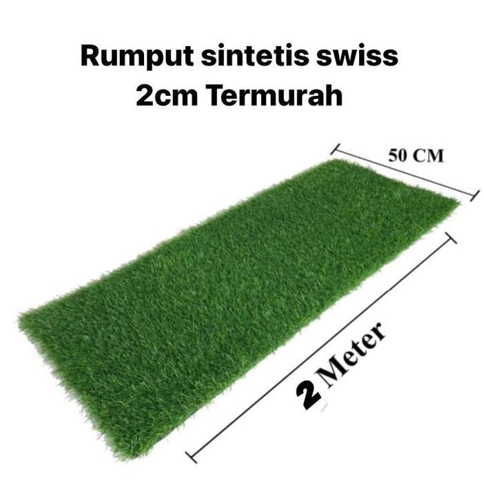 Rumput Sintetis Swiss Tebal 2Cm Ukuran 2Meter X 50Cm Rumput Sintetis Harga Terbatas /Rumput Sintetis