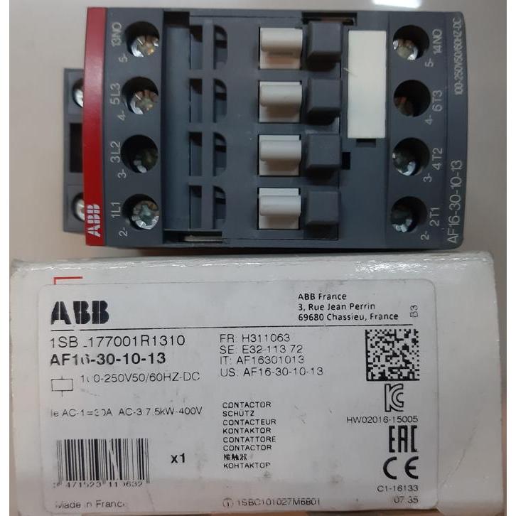 Abb Af16-30-10-13 1Sbl177001R1310 Contactor 7,5 Kw 100-250Vac/Dc 1No Ready