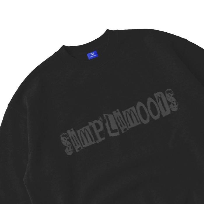 Simplimoods Crewneck Sweater Abugelap Boxy Pria Wanita Vintage Violence Grey Crewneck 320 Gsm Dark