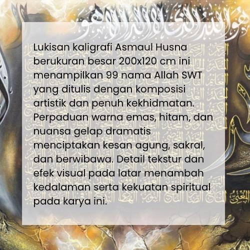 MURAH Lukisan Kaligrafi Asmaul Husna 200x120 Kanvas Islami Dekorasi Dinding Elegan
