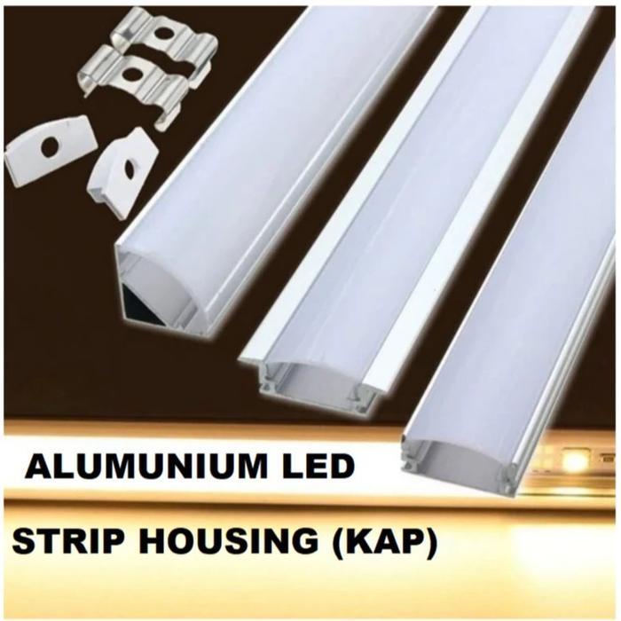 Aluminium LED Strip Housing Kap Cover 1M 2M - Penghantar Panas Lampu LED Strip - U Shape & L Shape -