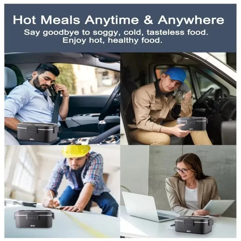 1.8L Food Heater 3 in1 Portable Leakproof Heated Lunch Box 75W Electric Lunch Box for Car Truck