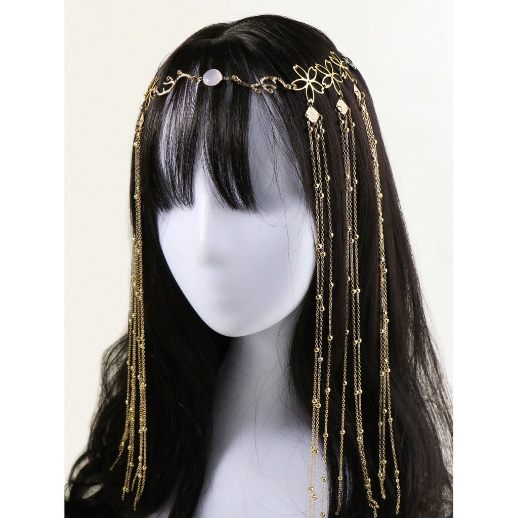 1PC Women's Gold Tassel Head Chain, Bohemian Winter Fall Hair Accessory, Vintage Floral Headpiece