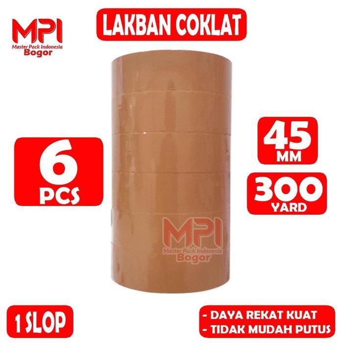 1 SLOP/6 PCS - Lakban Coklat JUMBO 45 mm x 300 yard - Lakban MPI Master Pack Indonesia