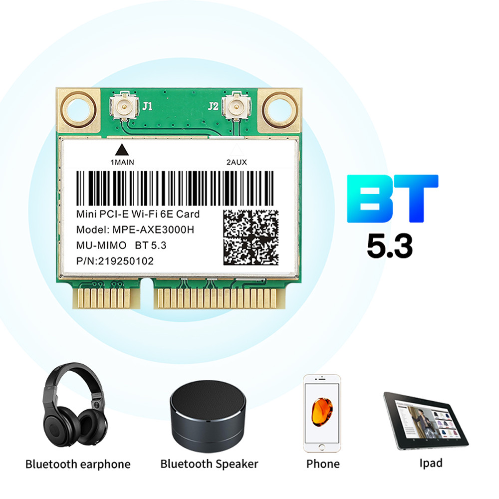 WiFi 6E AX210HMW Mini PCI-E Wifi Network Card Bluetooth 5.3 For AX210 Card 802.11AX Wireless Wi-Fi