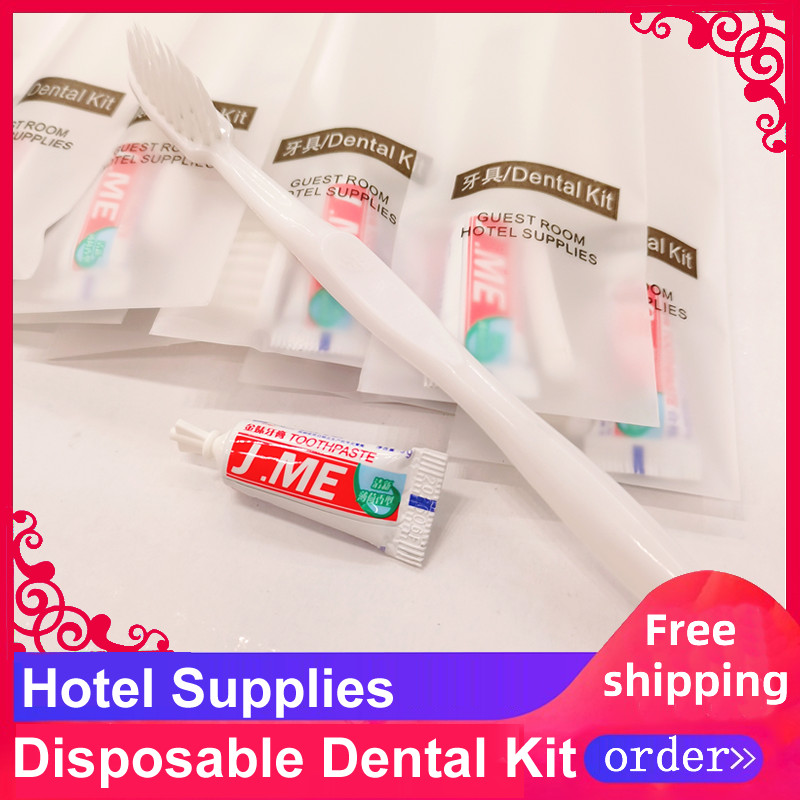 White Disposable Toothbrush Toothpaste Dental Kit Hotel