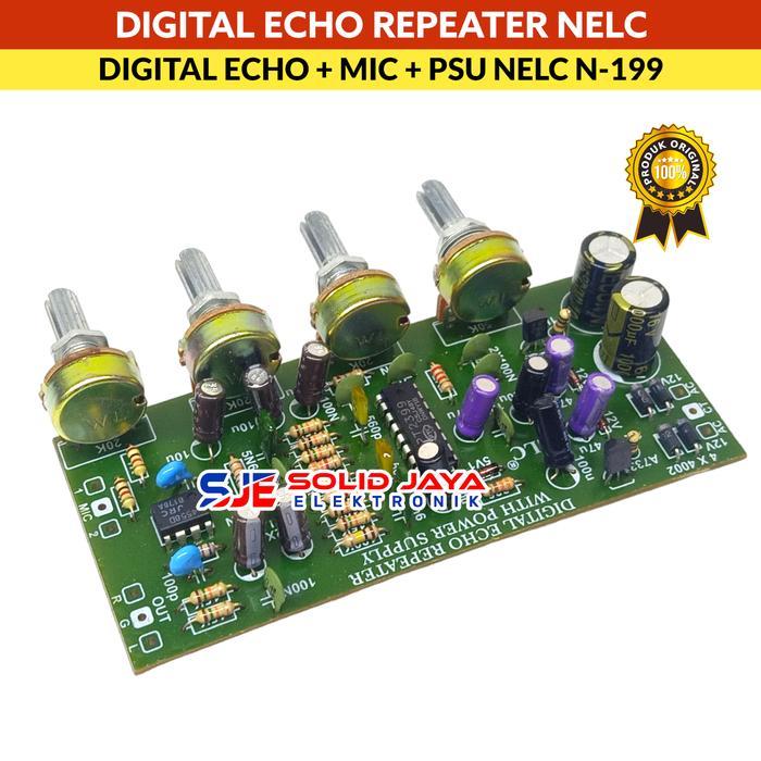 Kit Digital Echo Repeater Nelc N-199 Plus Psu Karaoke Mic Mik Repeat Echo 4 Potensio Rangkaian Kit