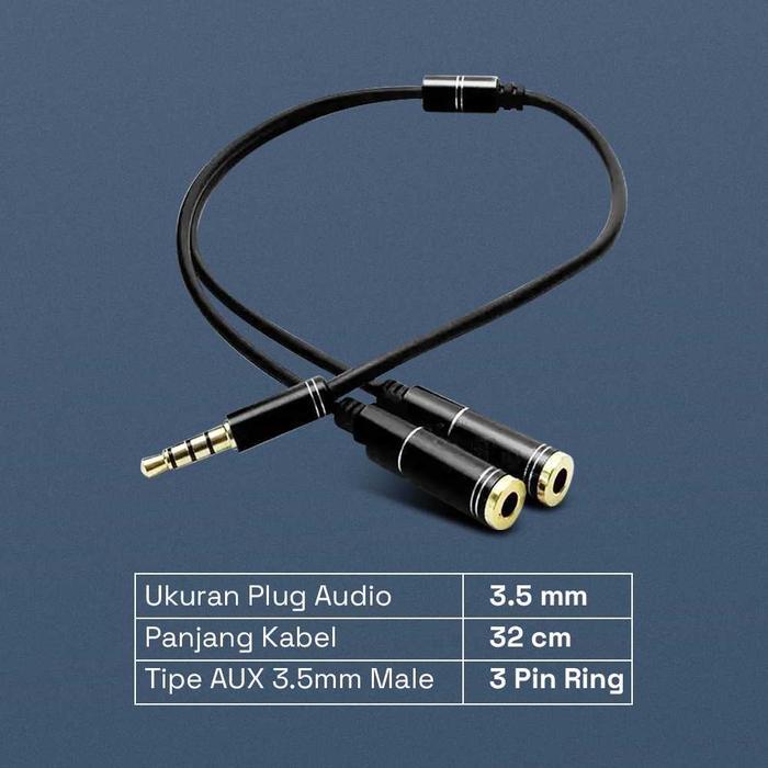 Cod Adapter Kabel Splitter Audio Jack 3.5Mm Male Hp Pc Ke 3.5Mm Female Headphone Earphone Headset 2