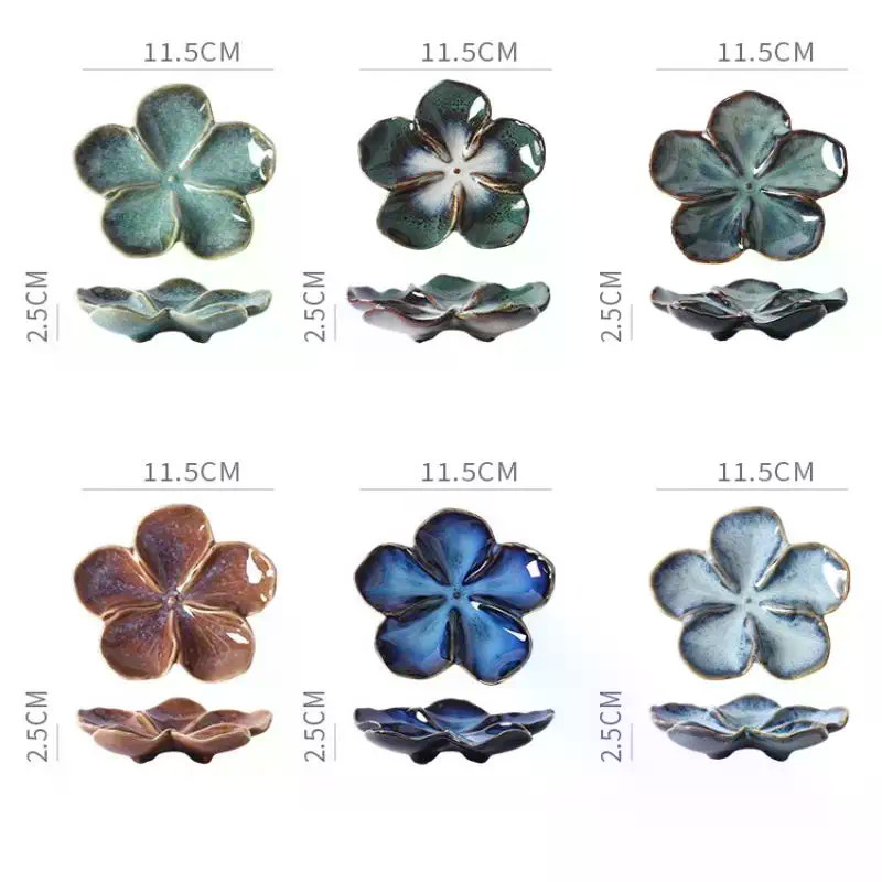 1PCSVintage Ceramic Craft Dish Flower Shaped Small Dish Creative Dipping Sauce Small Dish