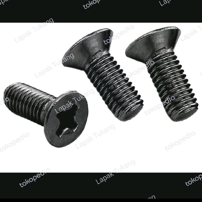 10pcs Baut Hitam M1.6 Countersunk Panjang 3mm hingga 16mm