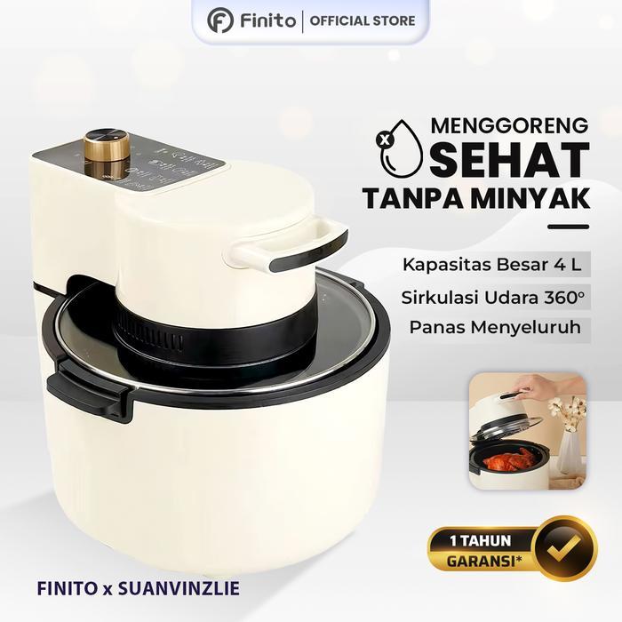 [Suanzvinzlie X Finito] Air Fryer Tutup Kaca Af-4Lhq 4Liter Penggorengan Tanpa Minyak Low Wat Ramah