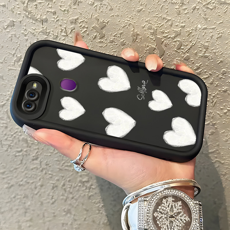 Casing Hp OPPO F9 F9 Pro A7x Realme 2 Pro Realme U1 Case Pola Hati Putih Kasing silikon Cesing Ready