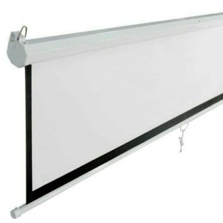 LAYAR PROYEKTOR MANUAL 150 INCH UKURAN 3M X 2M FORMAT 4:3 MANUAL GANTUNG TARIK KE ATAS KE BAWAH