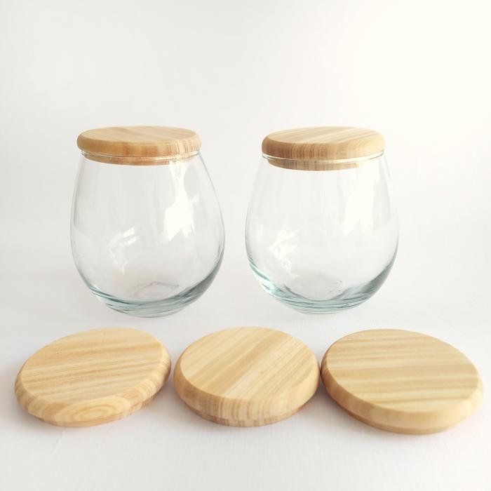 JAR GELAS LILIN, DLL (450ML) BOTOL TOPLES KACA BELING TUTUP KAYU