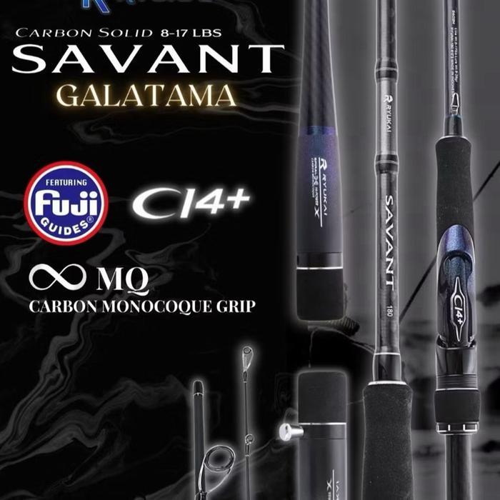 Joran Carbon Solid Galatama Fuji Spining Ryukai Savant 165cm dan 180cm reel set c14+ 8-17lbs - Ukura