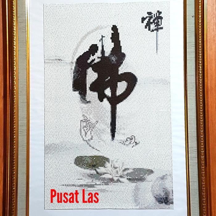 SUDAH JADI Lukisan Diamond Painting Tulisan Buddha Kwan Im Bingkai