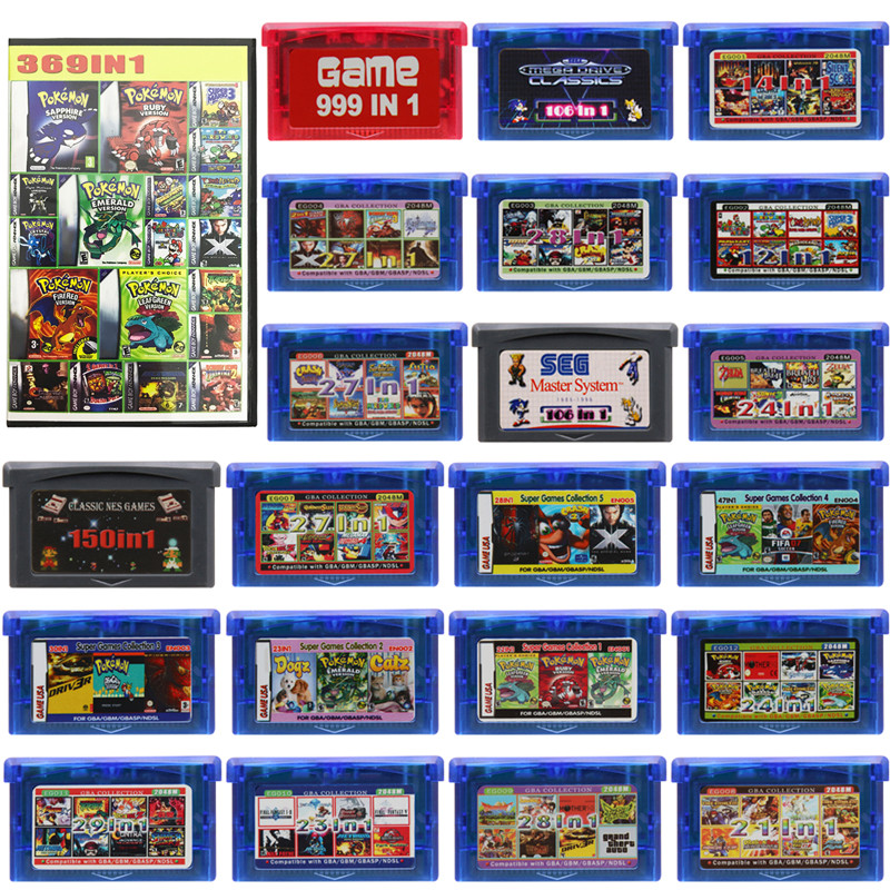 GBA Game Cartridge 369 150 106 in 1 EG EN Series 32 Bit Video Game
