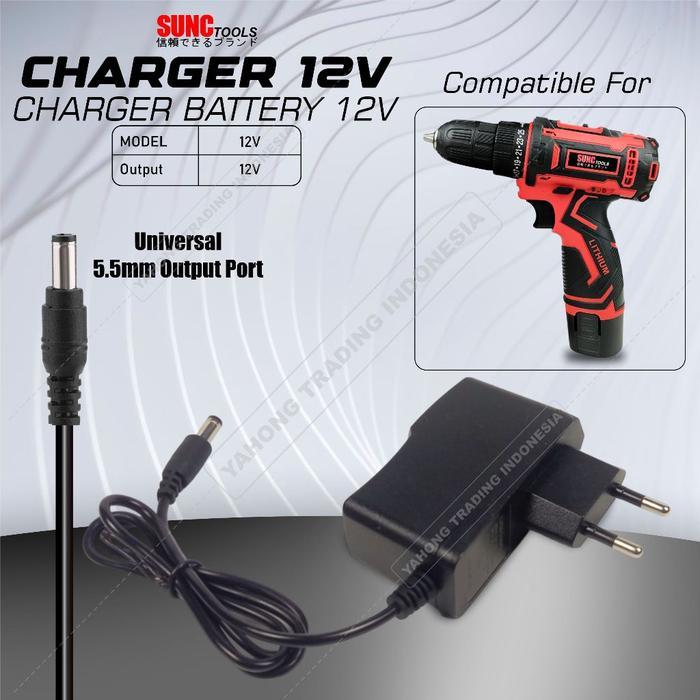 Zper - Charger 12V Adaptor Cas Mesin Bor Cordless Drill 12V 12 Volt Sunc Tools