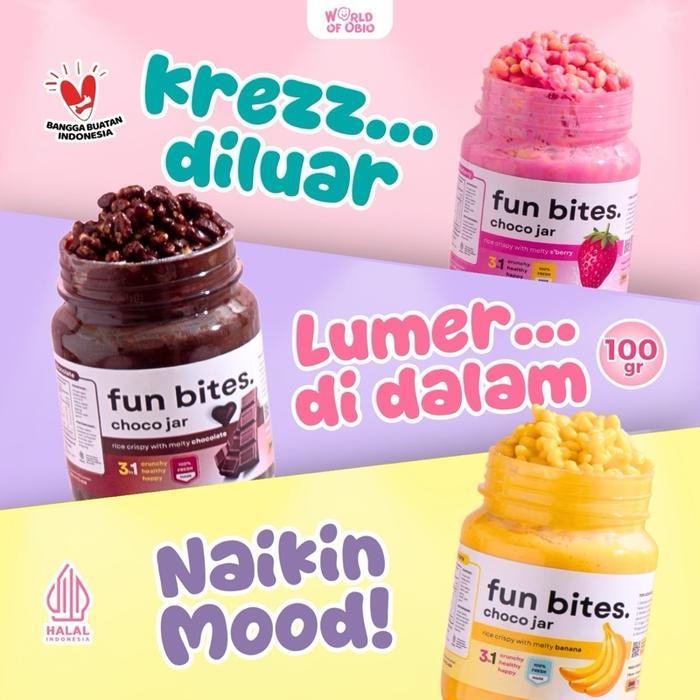 "New" Coklat Lumer Crunchy Choco Jar FUN BITES. by Obio Crunch - Cemilan Rasa Chocolate Rice Crispy