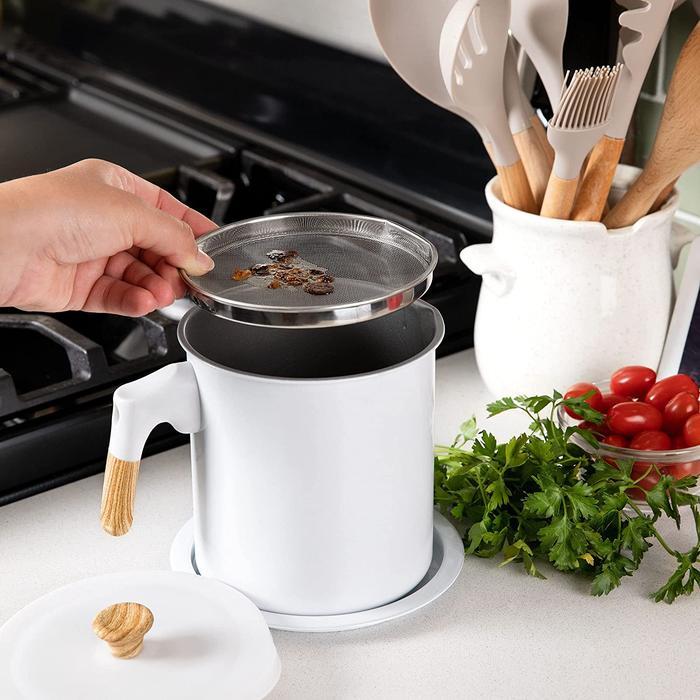 Best Seller Oil Pot Putih Wadah Penyaring Minyak Bekas Oil Pot Penyaring Minyak